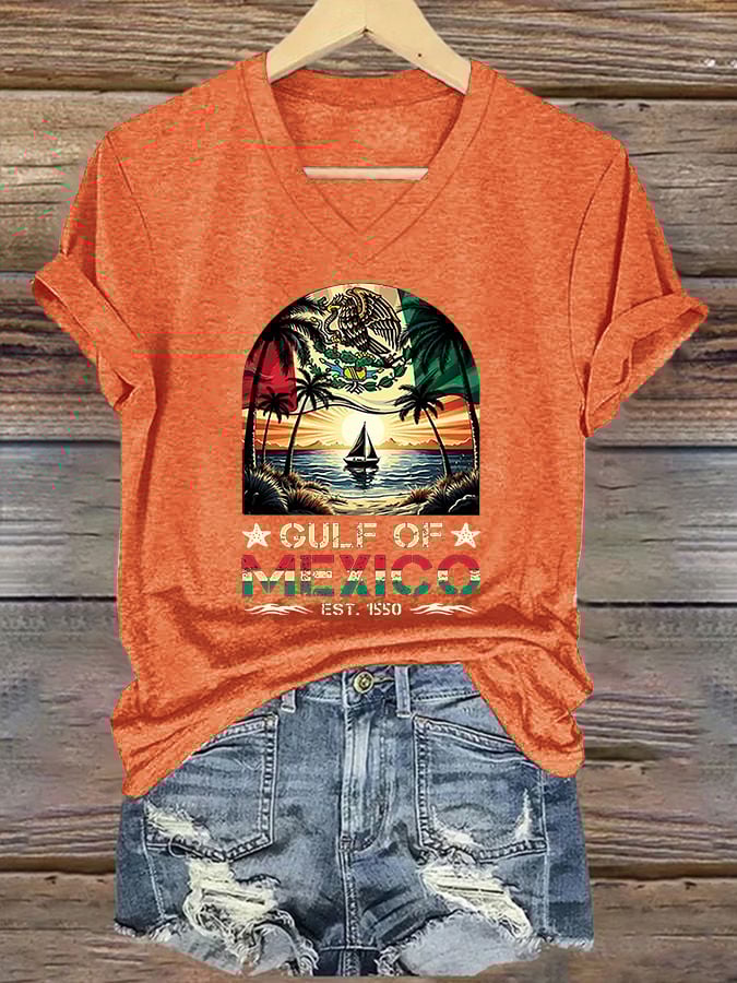 Women's Retro Gulf Of Mexico Est 1550 Print T-Shirt
