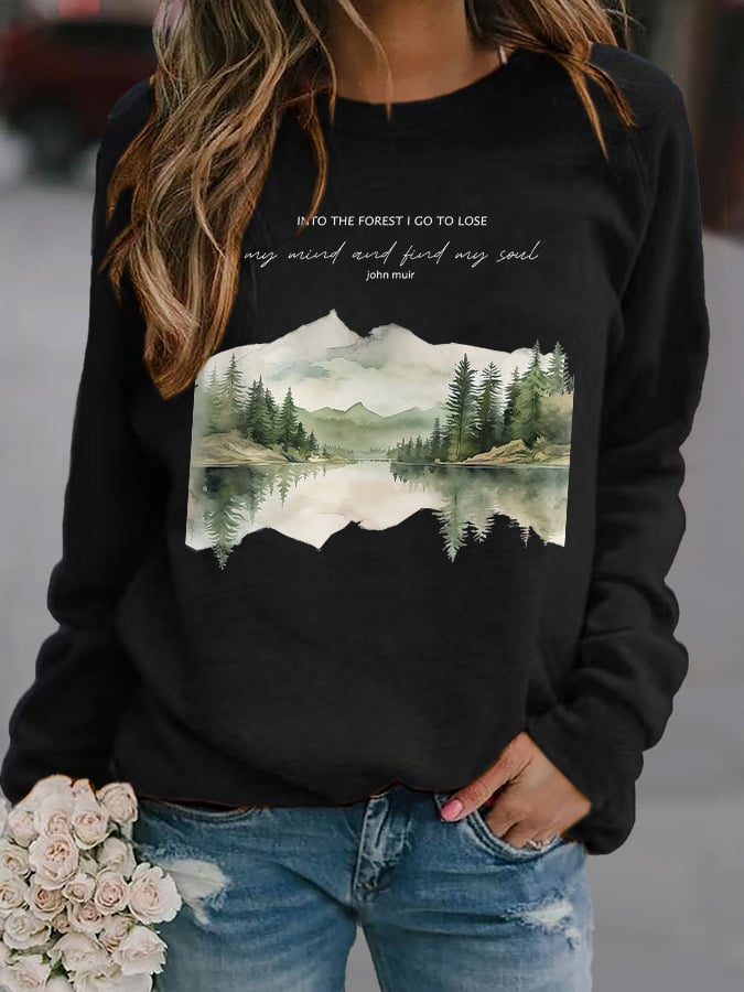Retro Hiking Outdoors Camping And Into The Forest I Go To Lose My Mind And Find My Soul Print Sweatshirt