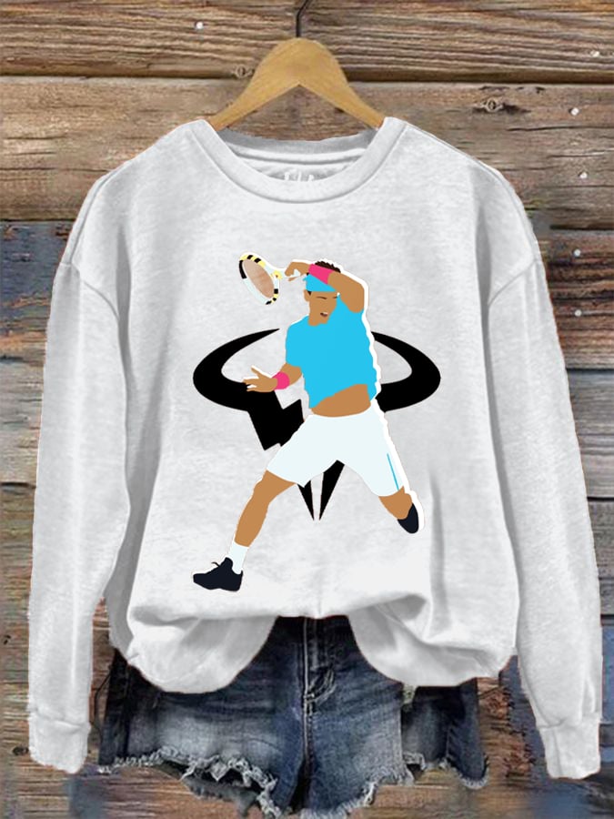 Women's Tennis Superstar Rafa Print Crew Neck Sweatshirt