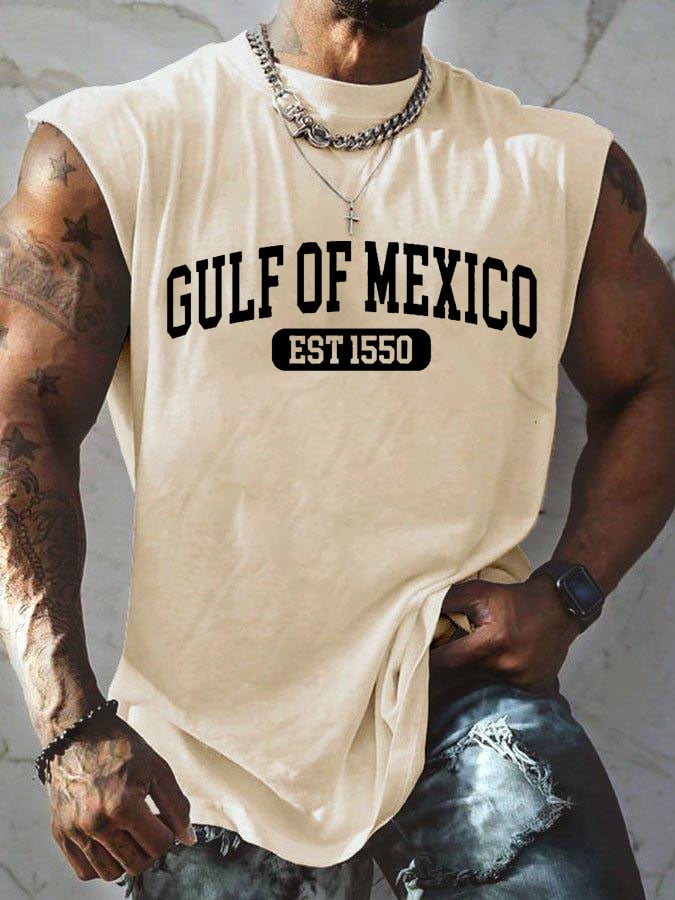 Men's Gulf Of Mexico Print Round Neck Tank Top