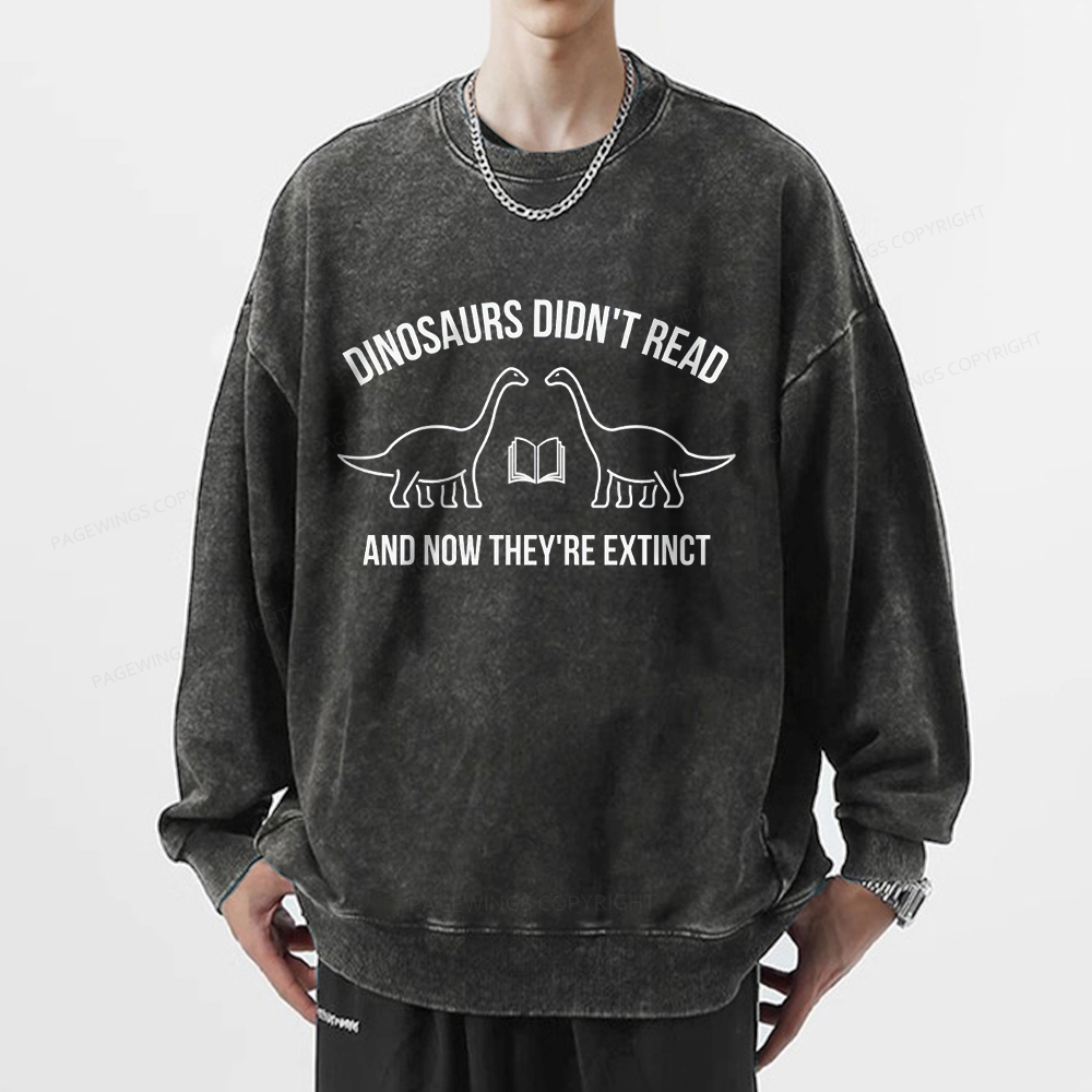 Dinosaurs Didn't Read Unisex Washed Sweatshirt