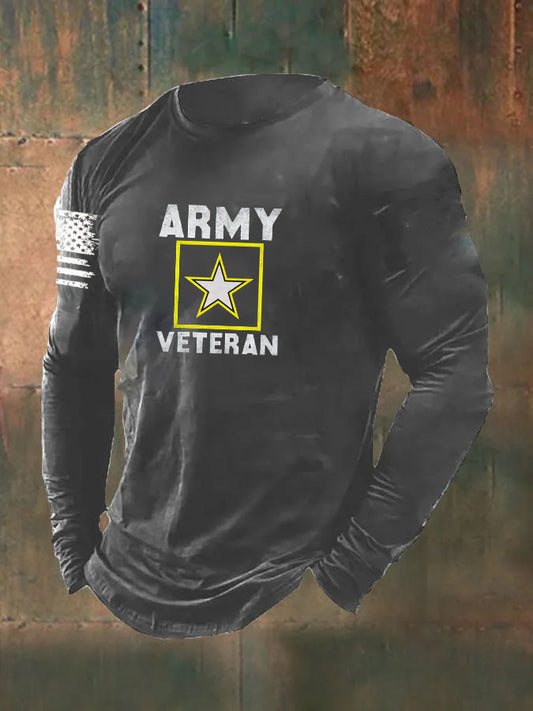 Men's Army Veteran  Pattern Long Sleeve T-Shirt