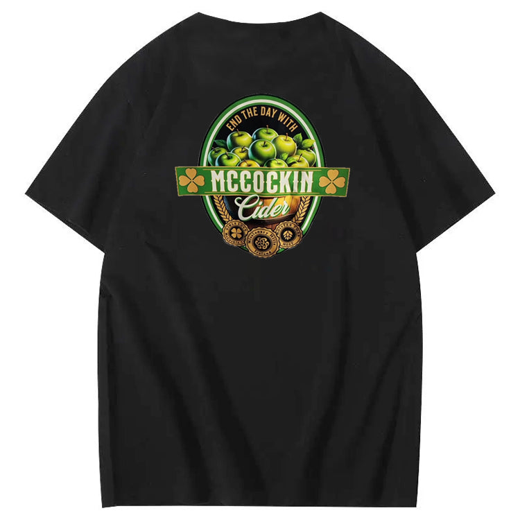 Mccuckin Cider Print Pattern Crew Neck T-Shirt