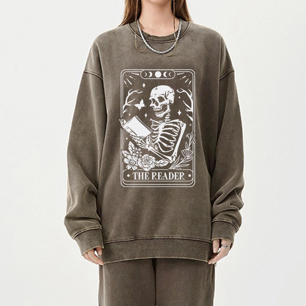Halloween The Reader Tarot Card Unisex Washed Sweatshirt