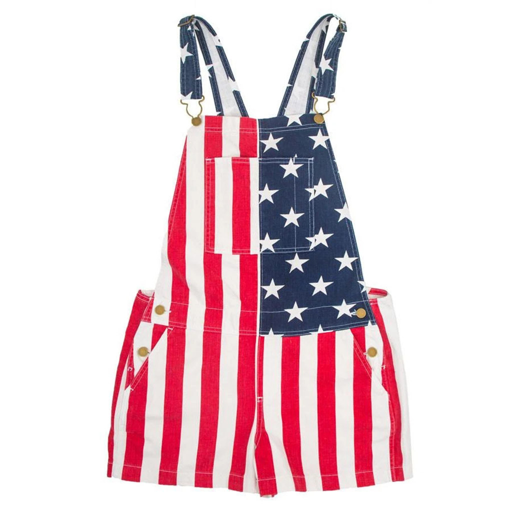American Independence Day Flag Unisex Canvas Denim Jumpsuit