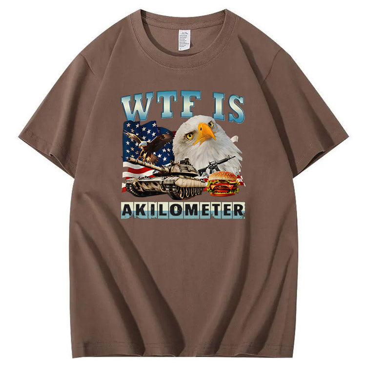 Wtf Is Akilometer American Flag Pattern Print Cotton T-Shirt