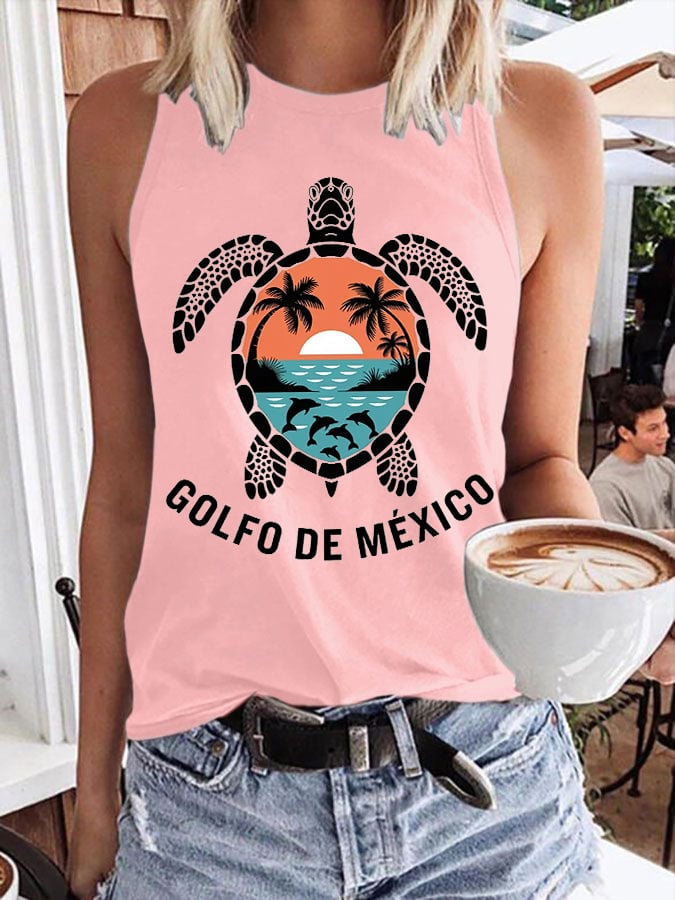 Women’s Retro Gulf Of Mexico Print Tank Top