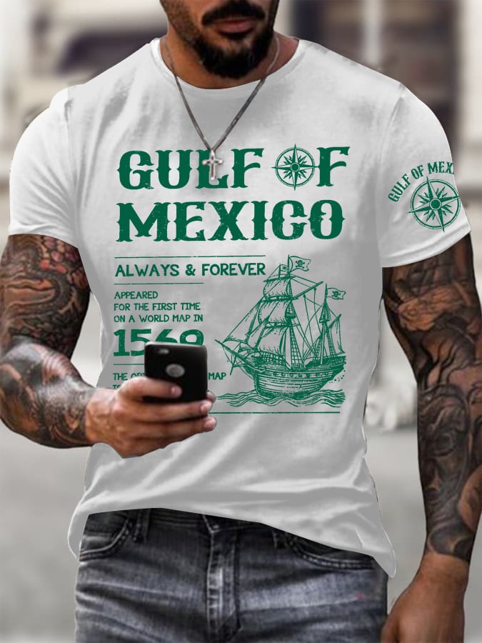 Men's Gulf Of Mexico Printed Round Neck T-Shirt