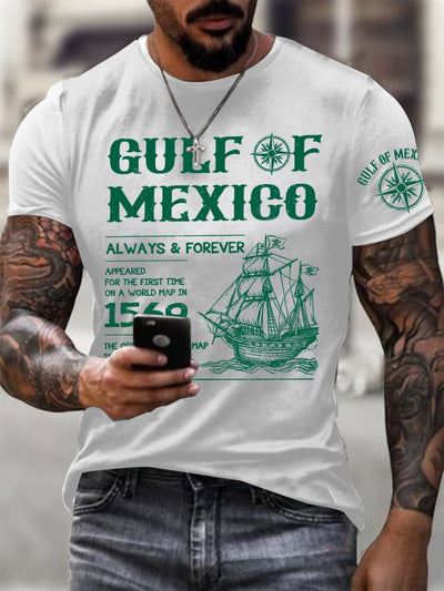Men's Gulf Of Mexico Printed Round Neck T-Shirt