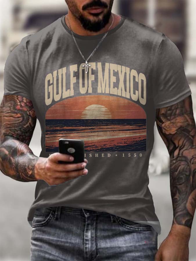 Men's Gulf Of Mexico Printed Round Neck T-Shirt