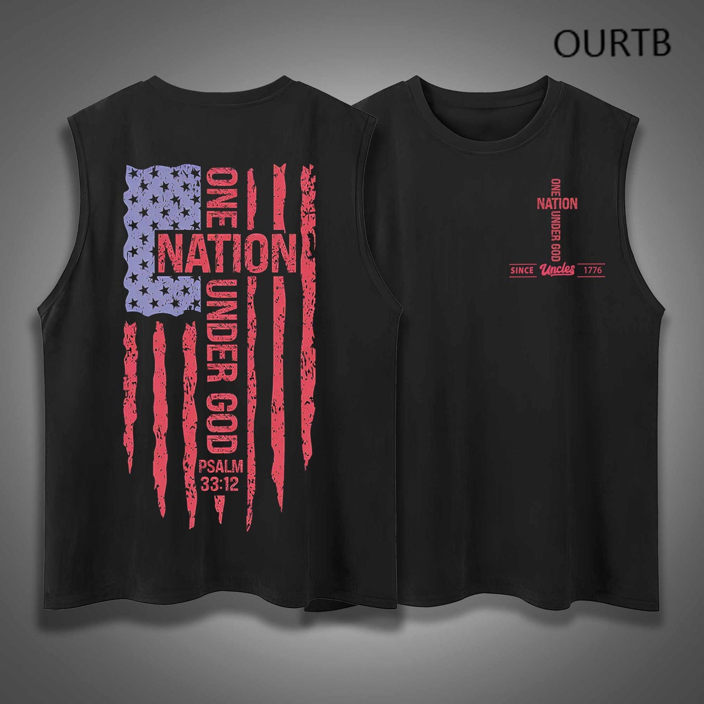 Uncle Since 1776 One Nation Under God USA Independence Day Funny Adult Discomfort Art Print Cotton Sleeveless Tank Tops