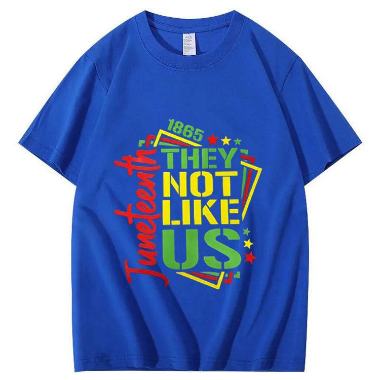 Juneteenth 1865 The Not Like USA Pattern Print 100%Cotton T-Shirt