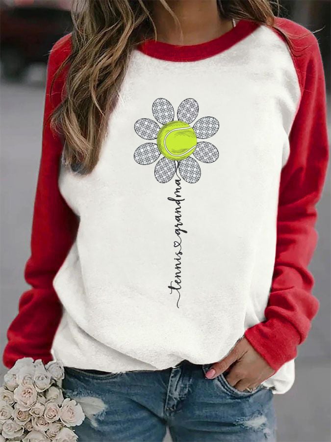 Women's Tennis Grandma Print Casual Sweatshirt