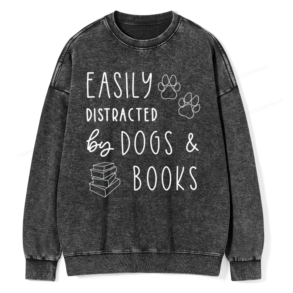 Dogs And Books Unisex Washed Sweatshirt