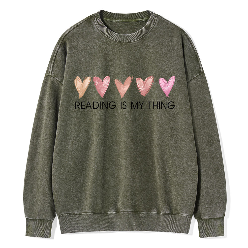 Reading is My Thing Unisex Washed Sweatshirt