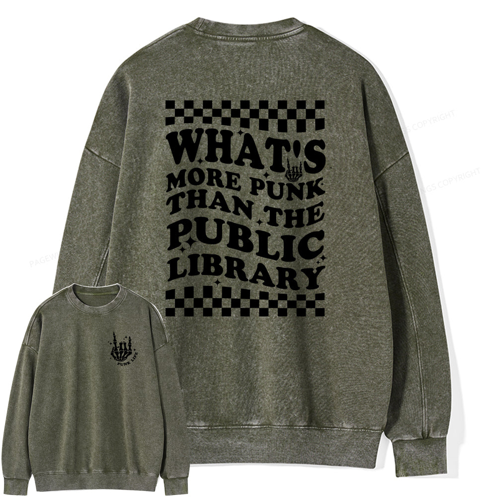punk the public library Unisex Washed Sweatshirt