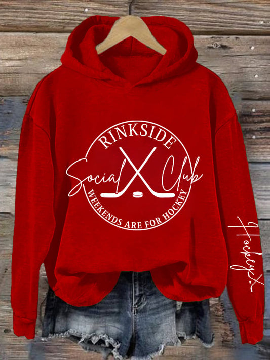 Women's Hockey Season Print Casual Sweatshirt