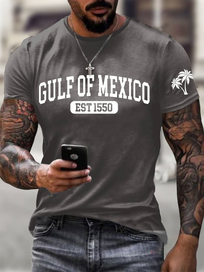 Men's Gulf Of Mexico Printed Round Neck T-Shirt