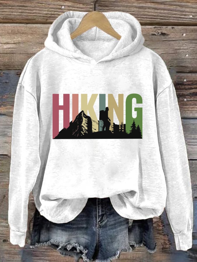 Women's Hiking Printed Hooded Long Sleeve Sweatshirt