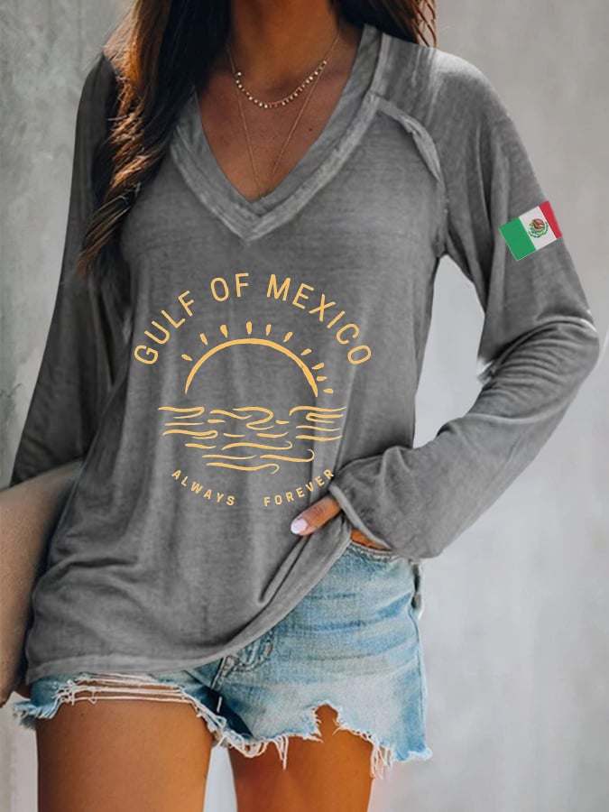Women's Never Forget The Gulf Of Mexico Printed Casual Long Sleeve T-Shirt