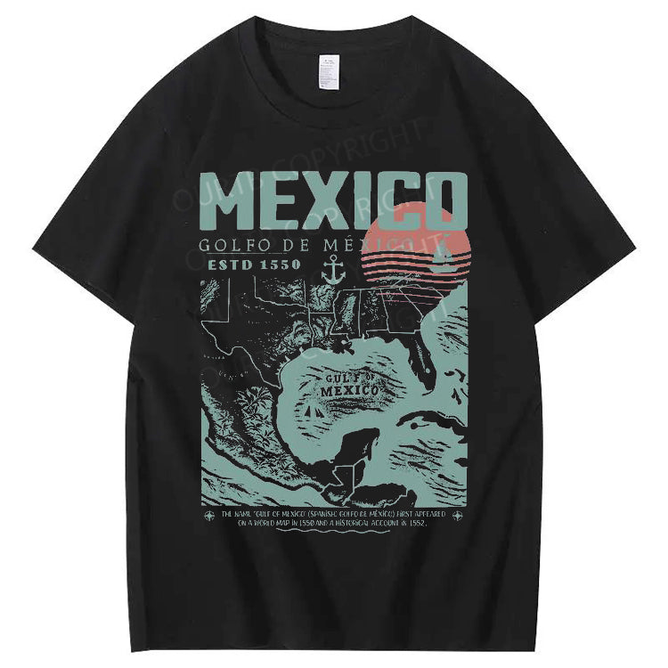 Mexico Pattern Print Crew Neck T-Shirt
