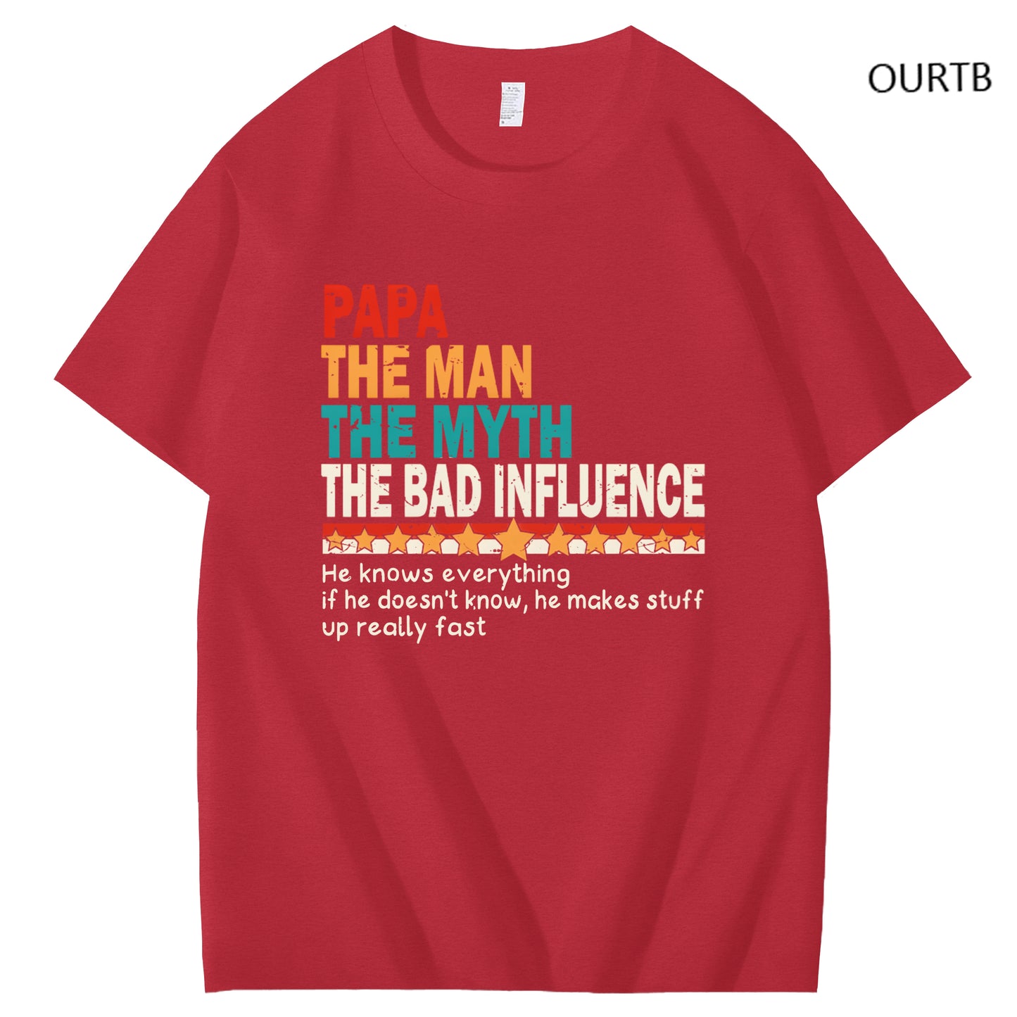 Papa The Man The Myth The Bad Influence Art Pattern Print T-Shirt