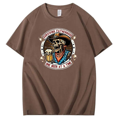 One Beer At A Time Pattern Print 100%Cotton T-Shirt