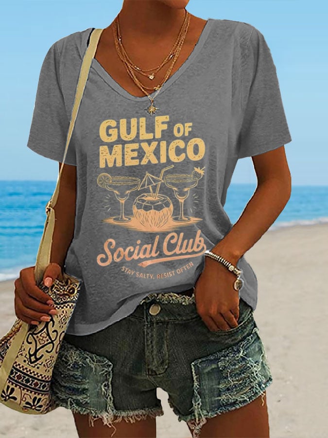 Women's Gulf Of Mexico Print Casual T-Shirt