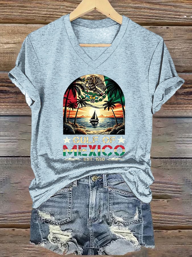 Women's Retro Gulf Of Mexico Est 1550 Print T-Shirt