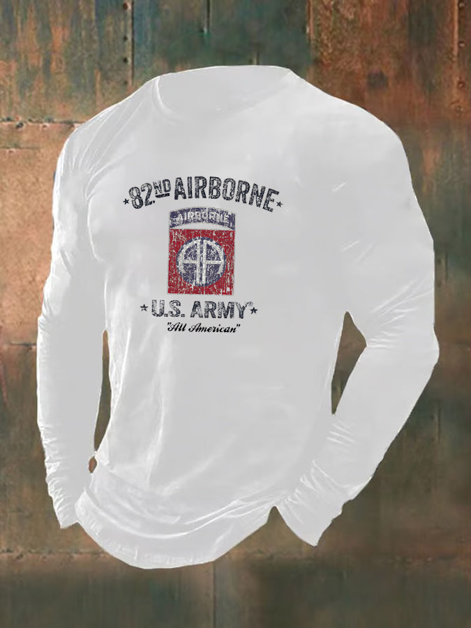 Men's Airborne U.S Army  Pattern Long Sleeve T-Shirt