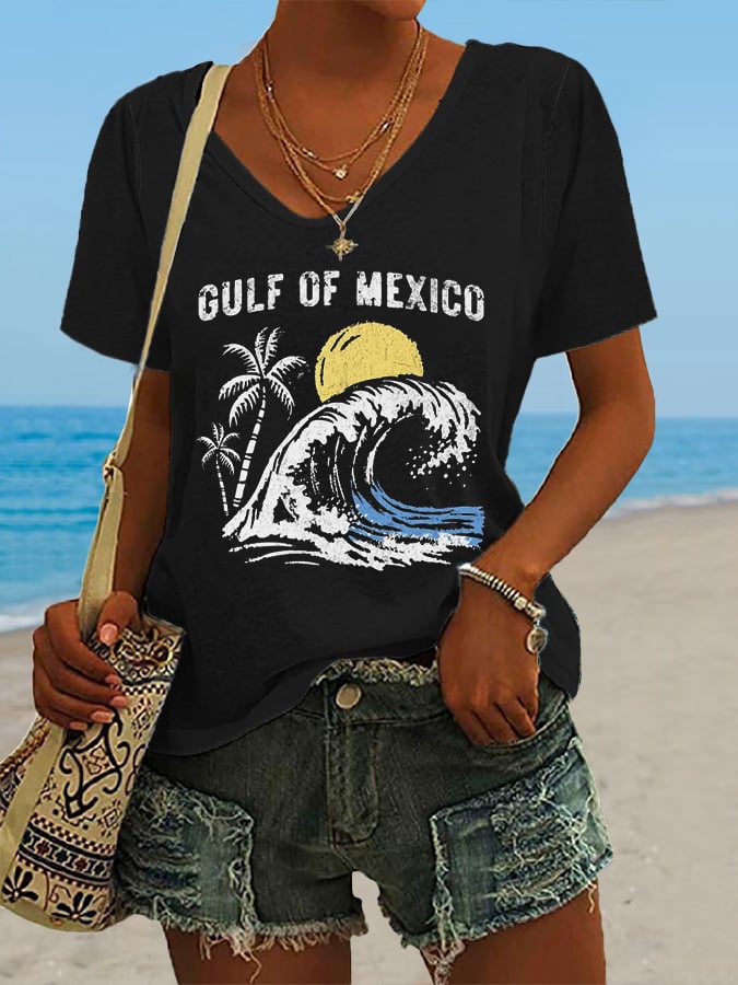 Women's Gulf Of Mexico Print Casual T-Shirt