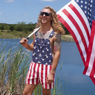 American Independence Day Flag Unisex Canvas Denim Jumpsuit