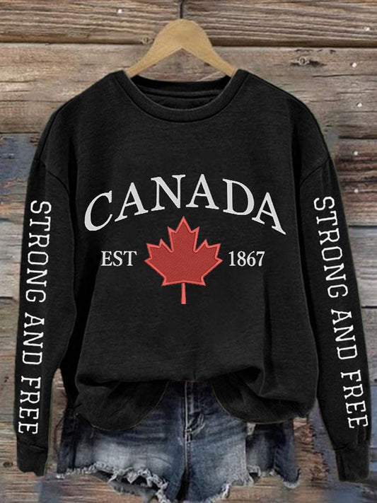 Women'S Canada Strong And Free Print Sweatshirt