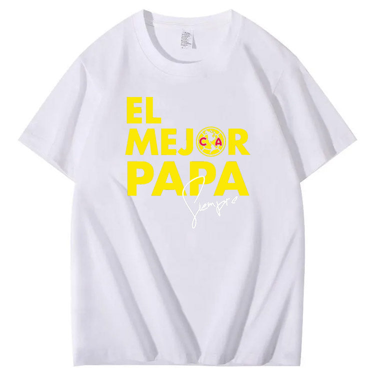 El Mejor Papa Siempre Pattern Print 100%Cotton T-Shirt