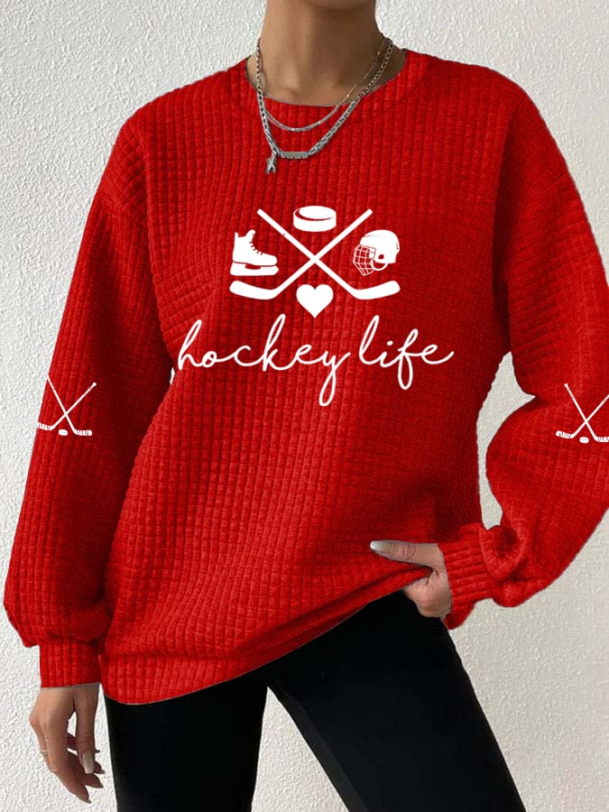 Women's Hockey Life Print Long Sleeve Sweatshirt