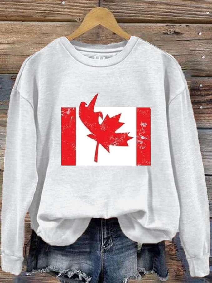 Women's Funny Canada Flag Printed Sweatshirt