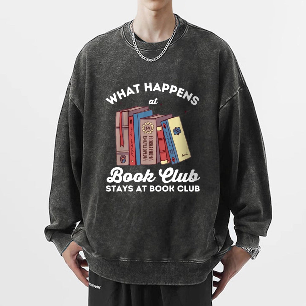 Stays At Book Club Book Unisex Washed Sweatshirt