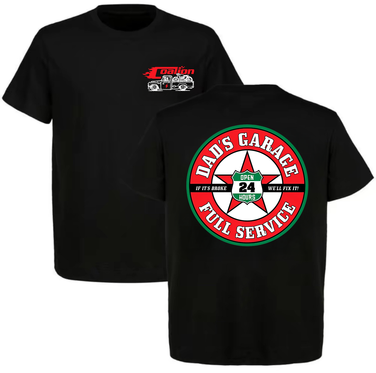 Dad's Garage Full Service If It's Broke We'll Fix It Printed Men's T-shirt