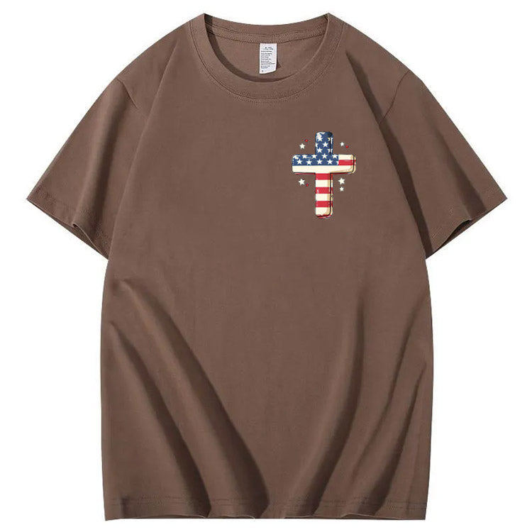 Independence Day Stars&Stripes Jesus Chirs Pattern Print T-Shirt