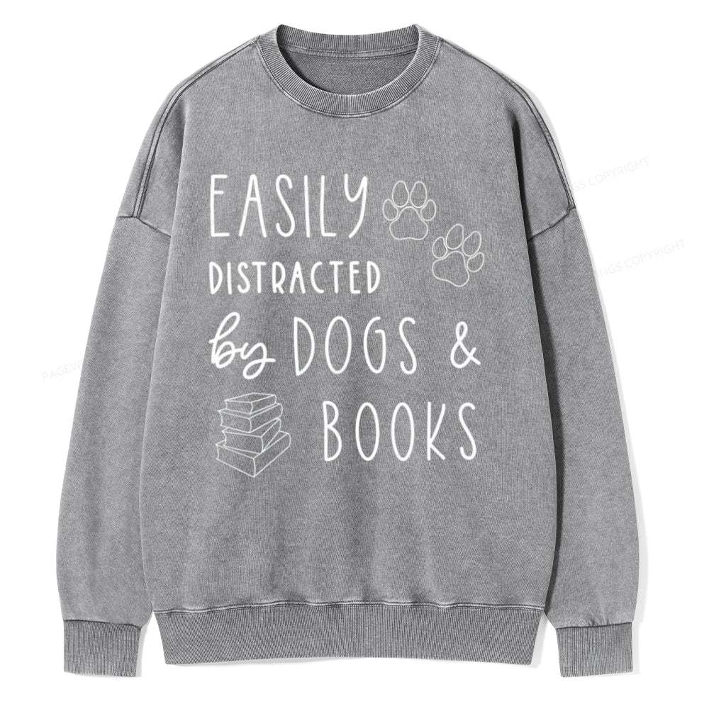 Dogs And Books Unisex Washed Sweatshirt