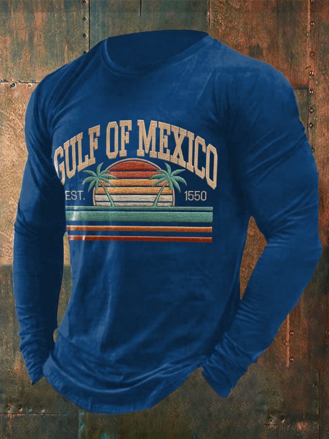 Men'S Retro Gulf of Mexico 1550 Print T-Shirt
