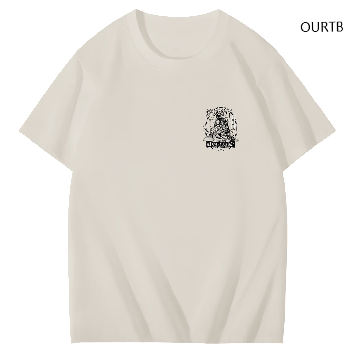 Beaver If Its Not All Over Your Face You're Eating It Wrong BBQ Funny Art Pattern Print T-Shirt