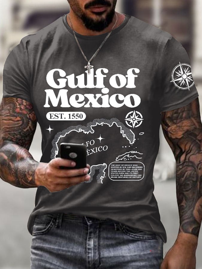 Men's Gulf Of Mexico Printed Round Neck T-Shirt