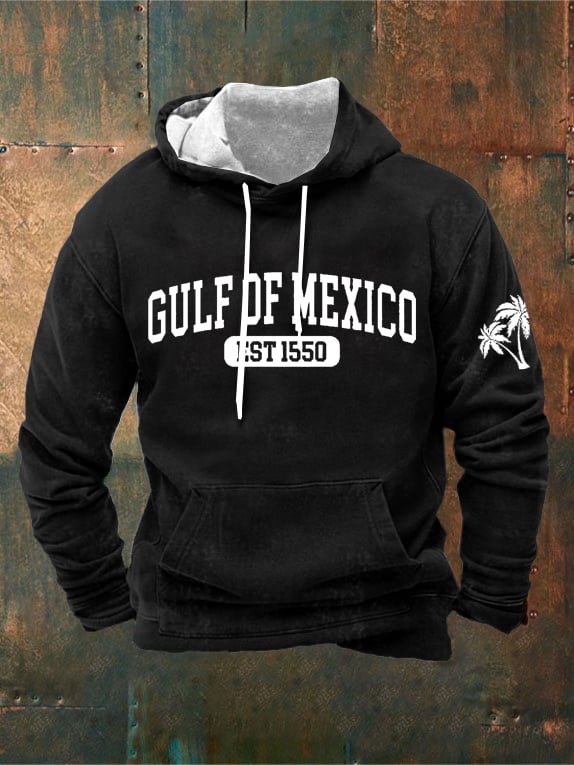 Men's Gulf Of Mexico Print Casual Hooded Sweatshirt
