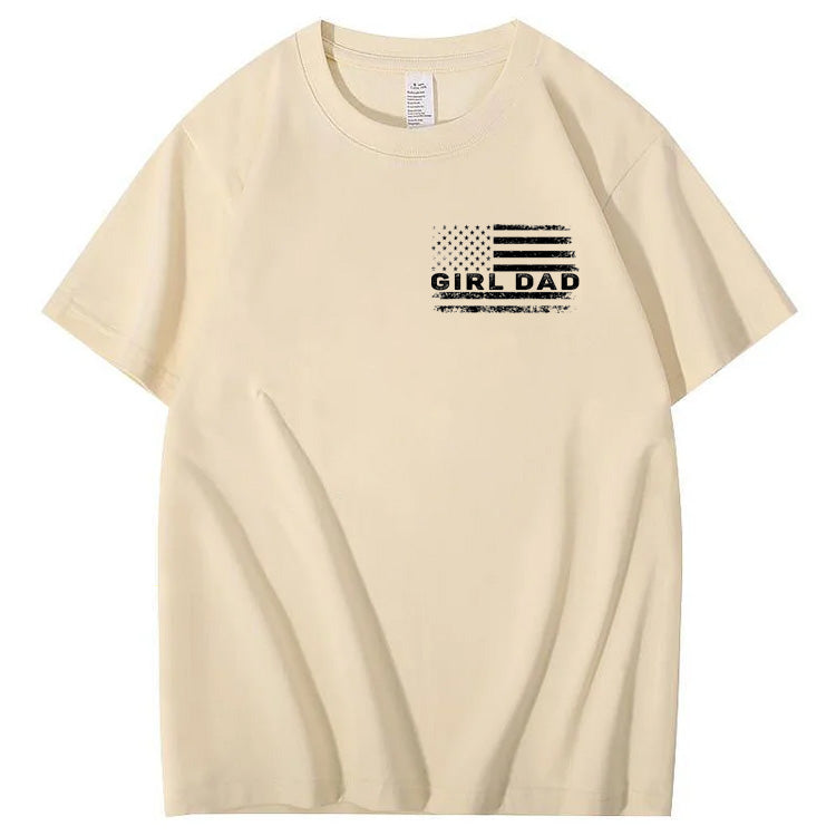 Girl Dad Pattern Print 100%Cotton T-Shirt