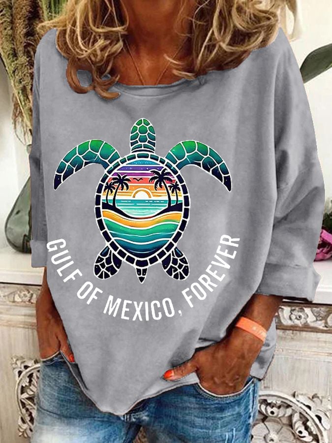 Women's Gulf Of Mexico Forever Sea Turtle Long-Sleeve Top