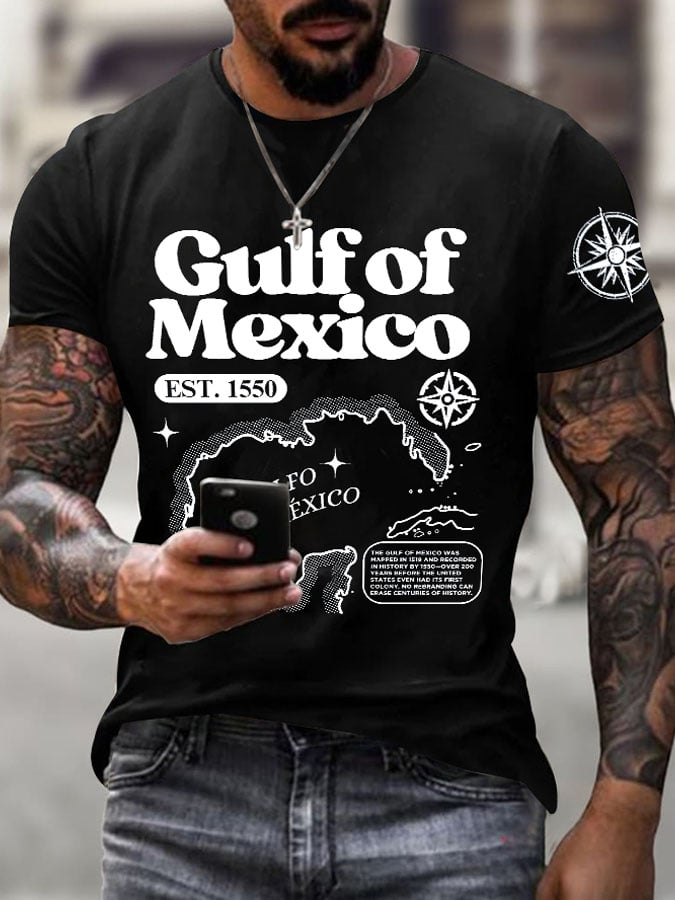 Men's Gulf Of Mexico Printed Round Neck T-Shirt