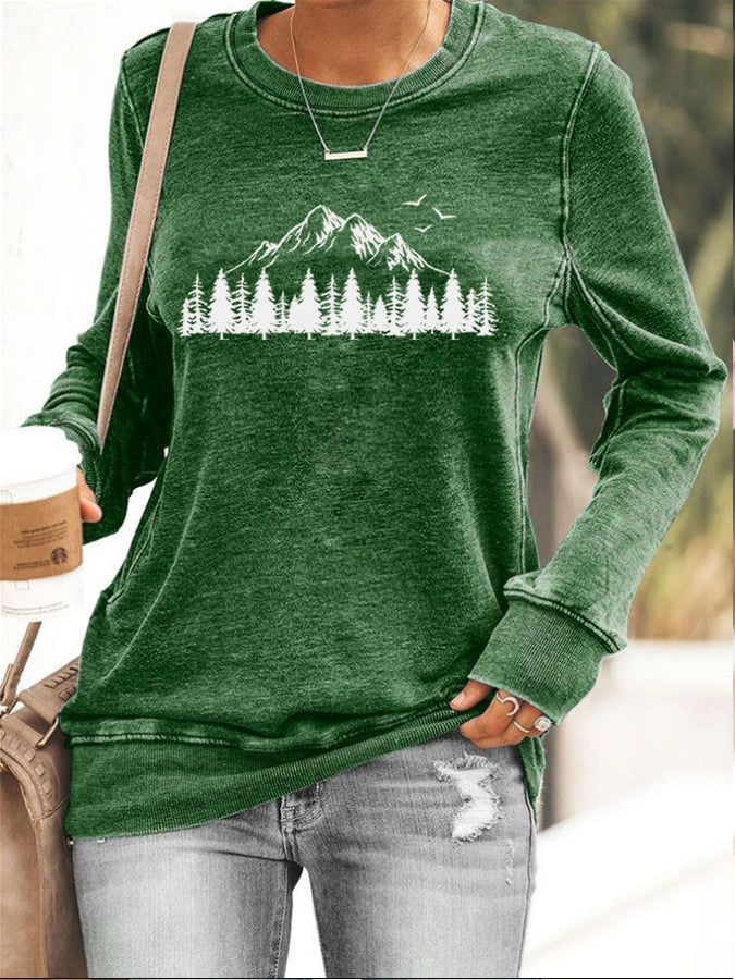 Women's Mountain Nature Lovers Printed Sweatshirt