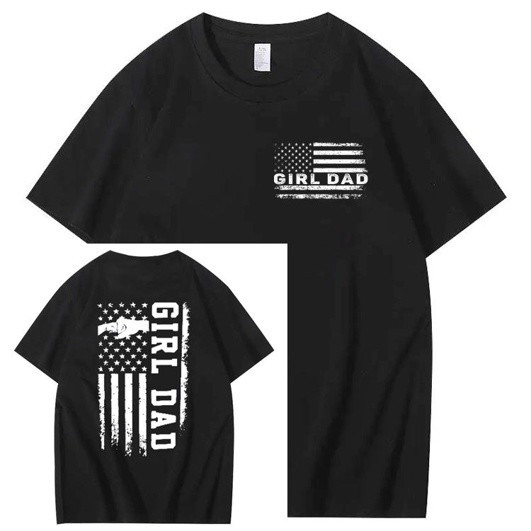 Girl Dad Pattern Print 100%Cotton T-Shirt