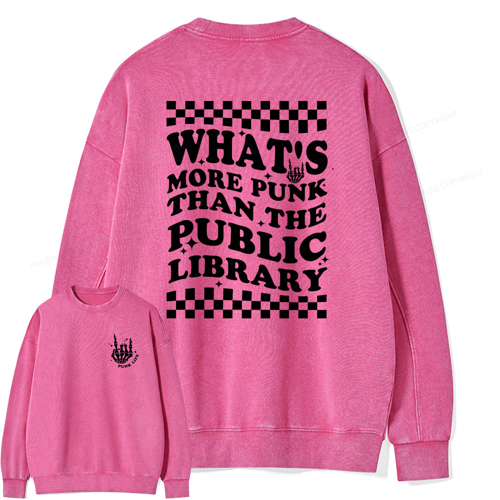 punk the public library Unisex Washed Sweatshirt